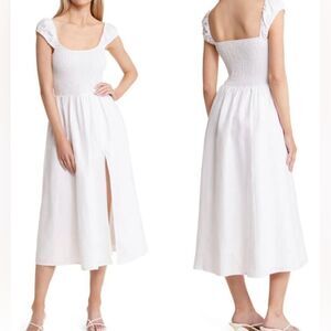 Reformation Tavi Linen Dress Short Sleeve Size Medium NWT